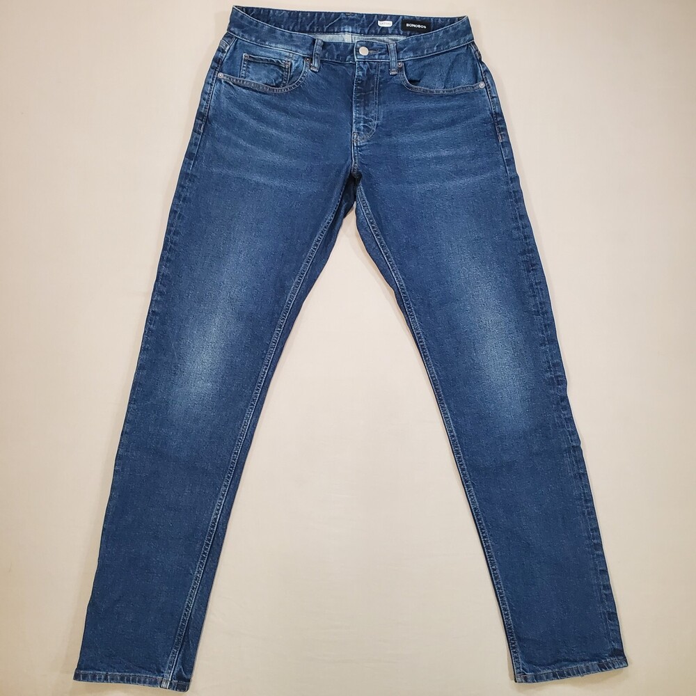 Bonobos Jeans Men 31x33 Athletic Fit Blue Dark Wash Stretch Organic Cotton Denim